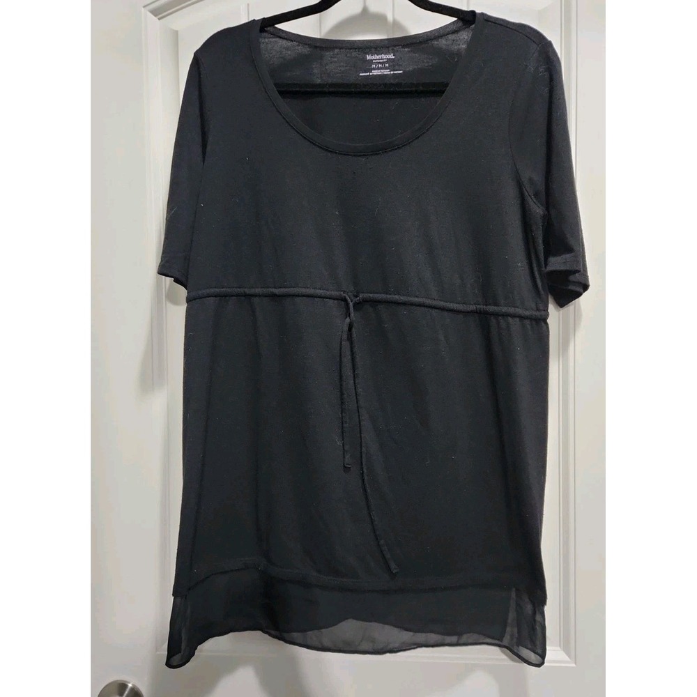 Motherhood Maternity Black Empire Waist Layered Hem Top Size Medium 90841